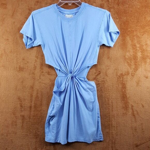 L SPACE T-Shirt Dress Womens Small Blue Pullover Cut Out Mini LOST WINDS - Picture 2 of 9